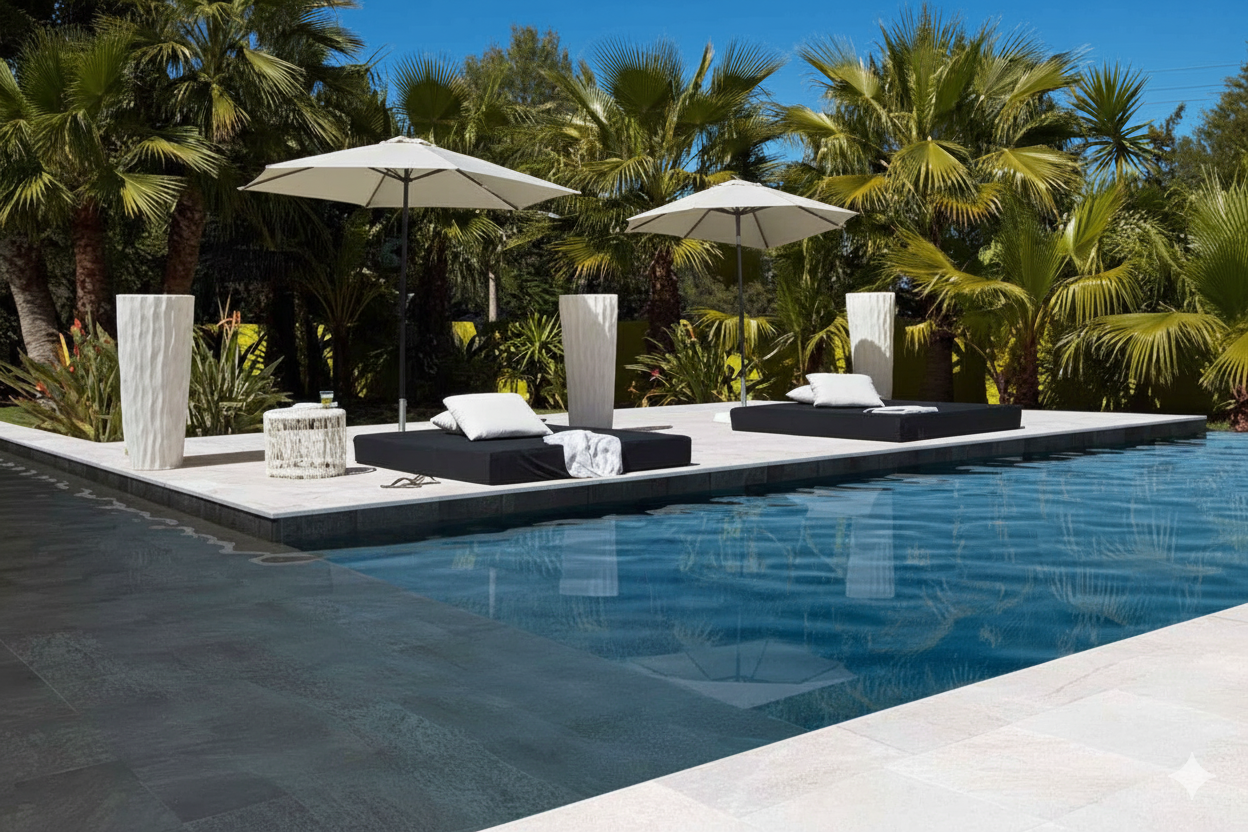 Alberca desbordante con porcelánico Rosa Gres en Puerto Vallarta